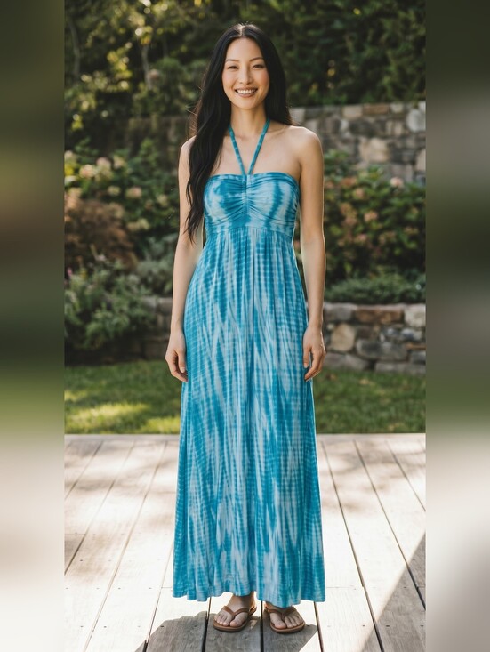a.n.a Dresses & Skirts - a.n.a‎ Turquoise Tie Dye Maxi Dress Strapless Flowing Summer Beach Wear Boho